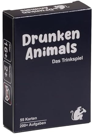 drunken animals | Abwechslungsreiches Trinkspiel | 150+ Aufgaben auf 55 Karten | Das Tierische Partyspiel | Kartenspiel für Erwachsene