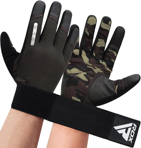 RDX Guantes Gimnasio Dedo Completo para Levantamiento de Pesas, Pantalla Táctil con Soporte de Muñeca Protección y Correa Larga stirable, Musculación Entrenamiento Hombre Mujere Fitness Casa Gym Glove