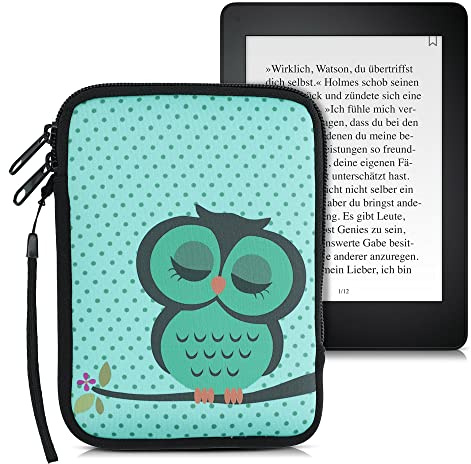 kwmobile Housse de Protection pour Liseuse - Étui de Protection 17 x 12 x 2 cm pour E-Reader en Néoprène - Turquoise-Marron-Menthe glaciale