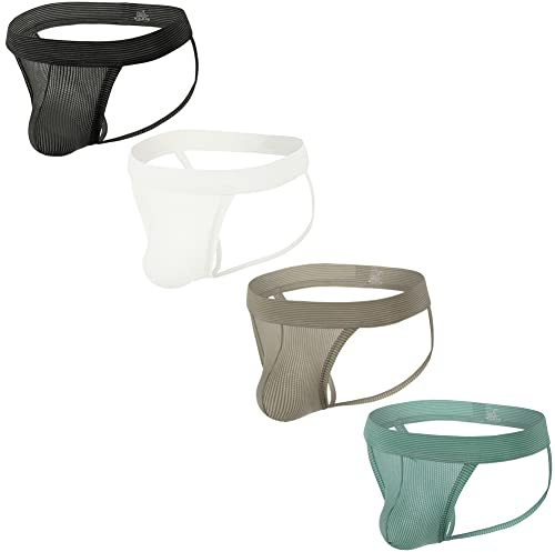 Sommarkod herr suspensoar bekväma män sport suspensoar underkläder för gym sport atletisk support, 4-pack Mix 3, M