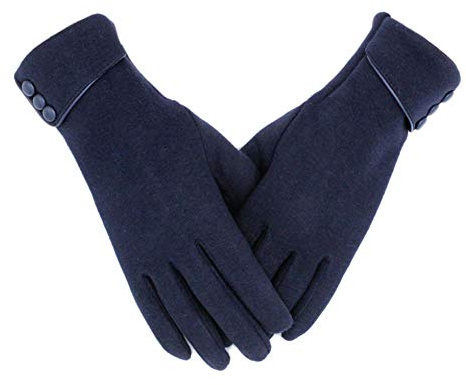 Tomily Women's Windproof Fleece Touch Screen Gloves, Navy blue, One size