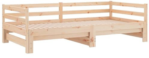 vidaXL Tagesbett Ausziehbar Sofa Gästebett Sofabett Bett Bettsofa Holzbett Schlafsofa Ausziehbett Bettgestell 80x200cm Massivholz Kiefer