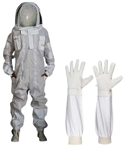 URBANSBEE Tuta Apicoltore Ventilata doppia cerniera Professionale Abito Apicoltura con Fantasia Cappello e ampia tasca per gli apicoltori contro le punture delle api Tuta Naturale traspirante