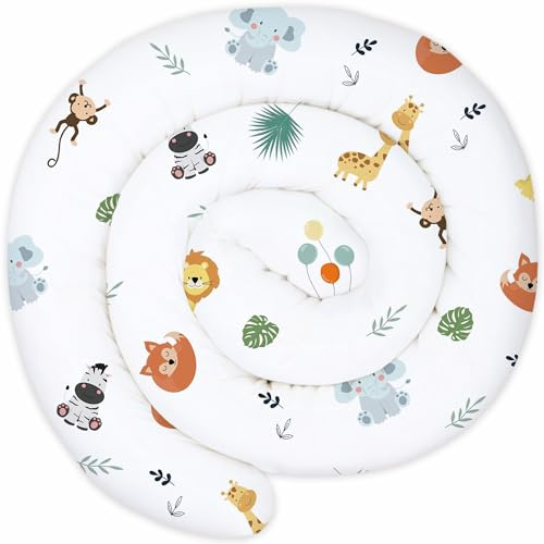Totsy Baby Cojín Serpiente XXL Almohada de Cama Cojín de Lactancia Rollo de Cama Protector de Borde de Cama Cojín Decorativo Alrededor de Cama Serpiente XL Safari 200 cm Oeko-Tex