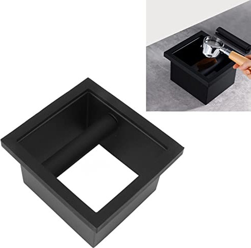 Coffee Knock Box Chute Built in, Commercial Open Bottomed Coffee Chute with Detachable Rubber Rod Bottomless Knock Out Box Container, for Espresso Machine Coffee Grounds