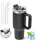 ZAKVOP Thermobecher mit Strohhalm, 1200ml Trinkbecher mit Deckel und Strohhalm, Isolierbecher mit Henkel, Kaffeebecher to Go Thermo für Kaltes und Heißes, Tumbler Cup Travel Mug mit 2 in 1Deckel