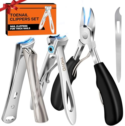 Toe Nail Clippers for Men, Toenail Clippers for Thick Nails for Seniors, German Ultra Sharp Stainless Steel Fingernail Clipper with Catcher, Heavy Duty Ingrown Nail Cutter Long Handle with Wide Jaw