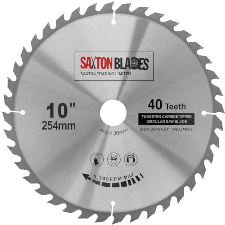 Saxton TCT25440T Lame de scie circulaire à bois 254 mm x 30 mm alésage x 40 dents pour Bosch Makita Dewalt