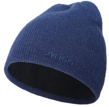 Zylioo S/M/L/XL/XXL Vändbar stickad mössa för stort huvud, vintermössa, vintermössa, varm stickad mufflad klocka, Svart/marinblå, M-XL