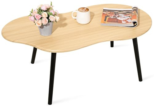 FEUFOAM Litet soffbord, molnsoffbord, modernt lågt bord i naturträ, oregelbundet soffbord, lämpligt för vardagsrum och små rum