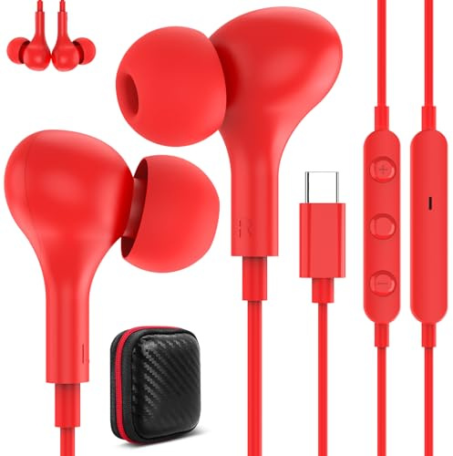 USB C-hörlurar med mikrofon, in-ear hörlurar med kabel typ C headset USB C-anslutning HiFi stereo för iPhonne 16 15 Pro iPad Air Samsung Galaxy A35 A55 A34 A54 A16 5G S24 S23 Xiaomi 14T 13 Pixel 9 8