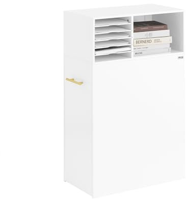 SoBuy Rollcontainer für Büro Druckertisch mit Rollen und Unterteilter Stauraum Büromöbel Büroschrank Sideboard für Wohnzimmer und Arbeitszimmer Aktenschrank Druckerständer Weiß 60x100x33cm ASK12-W