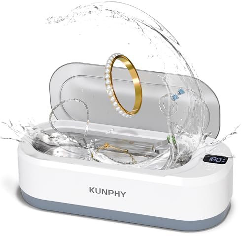 Kunphy Nettoyeur ultrasons, 48000 Hz Nettoyeur à Ultrasons 350 ML avec minuterie numérique, Ultrasonic Cleaner pour lunettes, bijoux, attelles dentaires, pièces de monnaie