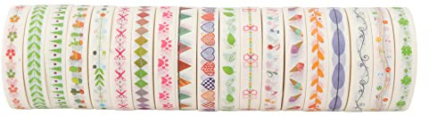 Washi Maskeringstejp Set Japansk stil Dekorativt självhäftande 19 rullar livfulla färger Easy Stick DIY-hantverk Presentinpackning Scrapbooking Festdekorationer