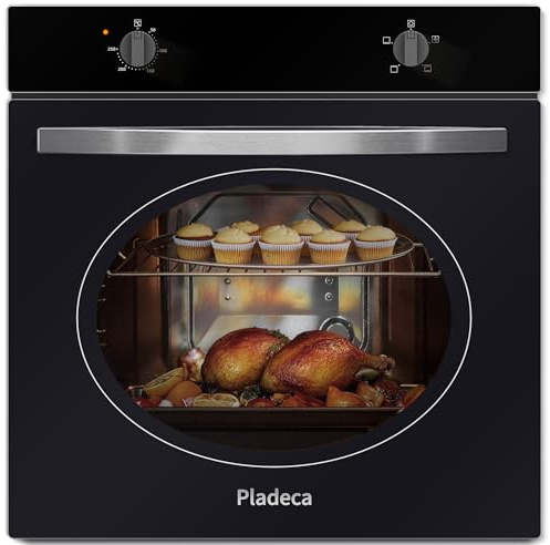 Pladeca Electric Oven 60cm, Built-in 65L Electric Single Oven, Knob Control wtih 4 Functions 2200W, Stainless Steel Oven, Plug and Play 220-240V, A Rated, Extra Large