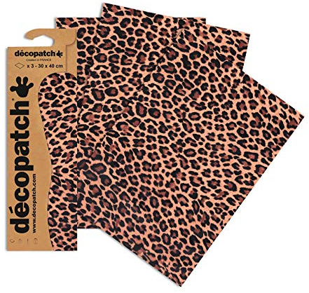 Décopatch Animal Leopard Print Paper, 30x40cm (Pack of 3 sheets)