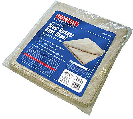 Faithfull FAIDSCTST243 Hall / Stair Dust Sheet Cotton Twill 7 x 0.9 m (24 x 3 ft Approx)