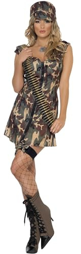 Smiffys Déguisement Femme Militaire, Robe et Casquette, Troops, Serious Fun, 33829