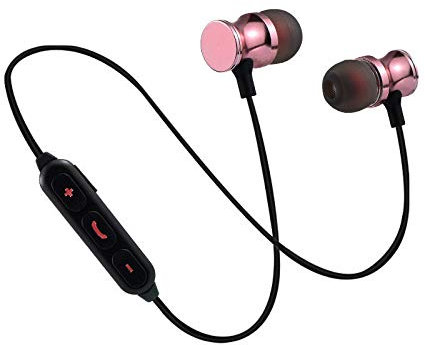 Auriculares Bluetooth de Metal para ASUS Zenfone MAX Pro Smartphone inalámbricos con Mando a Distancia, Sonido Manos Libres, Color Rosa