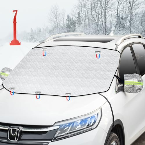 Oziral Auto Scheibenabdeckung Winter 5 Magnet Scheibenabdeckung Frontscheibenabdeckung Sonnenschutz Windschutzscheibenabdeckung Anti Frost Staub Sonnenstrahle für Scheibenwischer UV-Schutz 147*120cm