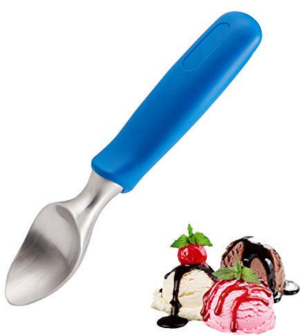Fayomir Eisportionierer Edelstahl - Professioneller Eislöffel mit Bequemem Anti-Rutsch Griff, Hochleistungs Eiskugelportionierer - Blau Portionierer, Länge 20.5 cm, Gewicht 225
