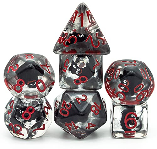 World of Dice - Fledermaus Edition - Pen and Paper Würfel Set, 7-teilig, Rollenspiel-Würfel aus Kunststoff, blau