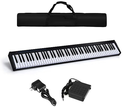 DREAMADE 88 Tasten elektronisches Klavier, Digital Piano mit 128 Klänge, 128 Rhythmen & 20 Demo-Songs, Digital Keyboard für Einsteiger und authentisches Klavierspielen (Schwarz)