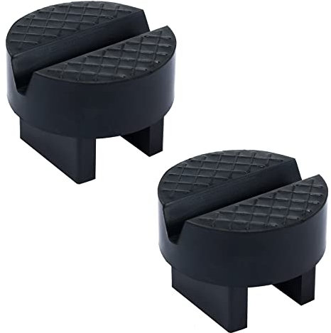 DEDC 2pcs Jack Stand Pads for Axle Stands, Rubber Block Slotted Frame Rail Protector, Pinch Welds Protector (Diameter 2.5inch, Thickness 1.9inch), (HTZ-026)