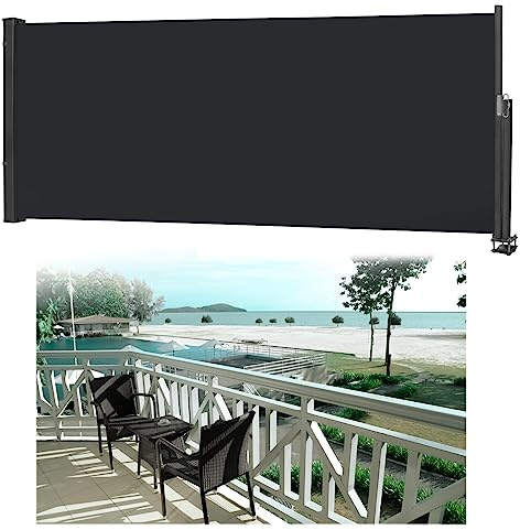 JOIEYOU Tenda da sole laterale allungabile, frangivista, parasole laterale, con maniglia, per terrazza e giardino, balcone (100 x 300 cm, antracite)