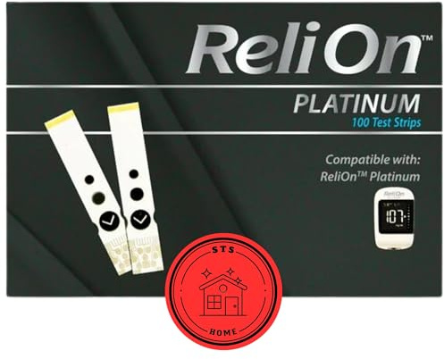 Platinum Blood Glucose Test Strips | Blood Glucose Test Strip | Blood Sugar Test Strips | Platinum Test Strips 100 Count + STS Sticker.