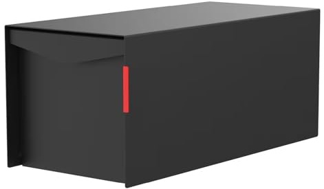 Olio Home Mailbox | Modern Design Thompson Flat Top Post Mount Mail Box | 20.5” x 9.2” x 8.5” | Galvanized Steel Mailboxes for Outside | Made in USA Mail Boxes for House | Black