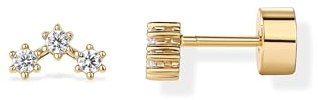 PAVOI 14K Yellow Gold Plated 925 Sterling Silver Posts Mini Stud Flat Back Earrings for Women | Helix Cartilage Piercing Jewelry | Dainty Cubic Zirconia Cluster Cartilage Earring Pair
