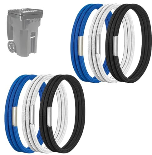 CPJJ 6 elastici in gomma per bidoni della spazzatura, elastici regolabili per lettiera da cinghie per bidoni della spazzatura, cinghie per casa, ufficio, scuola, cucina, tavoli