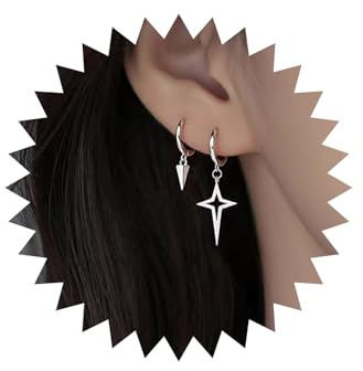 Wendalern Asimétrica Estrella De Pinchos Pendientes Triángulo Cruzado Estrella Gota Pendientes De Aro Mismatch Crucifijo Pendientes De Cono Pequeño Huggie Pendientes De Aro Joyas Para Mujeres Hombres