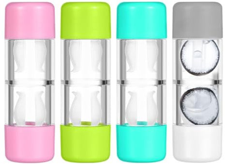 4 PCS Contenitori per Lenti a Contatto Dure, Mini Dimensioni da Viaggio in Rosa, Bianco, Blu e Verde, Scatola Protettiva Sicura per Lenti, Ideale per la Cura degli Occhi