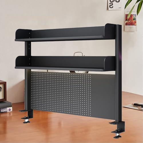 ULYTMMJG Schreibtisch-Organizer-Regal mit Stecktafel, Arbeitsplatz-Erweiterung, Büro-Zubehör für Gaming-Schreibtisch, Sichtschutz inklusive, 31,5 Zoll D-Regalsystem (schwarz)