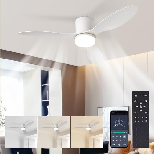 HaoDrisk 100cm 60W Ventilateur Plafond avec Lumiere - Plafonnier LED 6 Vitesses Dimmable avec Ventilateur Silencieux, Moteur DC Réversible App&Telecommande pour Salon, Chambre et Salle à Manger