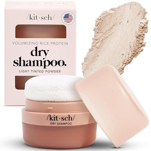 Kitsch Dry Shampoo Powder with Rice Protein for Women & Men - Volumizing, Unscented, No White Cast, Non Toxic, Organic, Paraben & Benzene Free, Non Aerosol for Oily & Light Hair, Travel Size - 8g