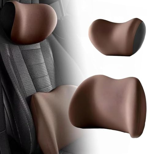 ODIWEN Poggiatesta Ergonomico per Auto + Cuscino Lombare in Memory Foam, Supporto per Collo e Schiena per Auto, Sedia Ufficio e Casa, Traspirante e Lavabile (Marrone)