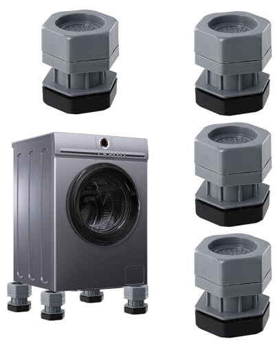 4 Pièces Patins Anti Vibration Lave Linge 8cm, Amortisseur Machine à Laver, Tampon Anti Vibration Universel, Machine Pieds Stabilisateur Antiderapant avec Patin en Caoutchouc pour Sèche-linge (A)