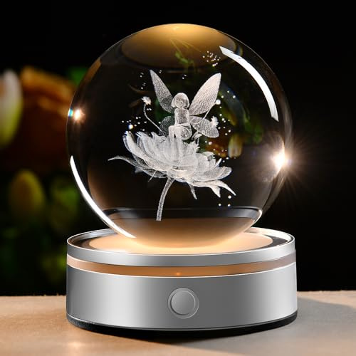 ZRENJHUS Fairy Gifts for Women 3D Fairy Crystal Ball Night Light