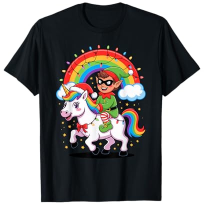 Noël Lutin Licorne Arc-en-Ciel Lutins T-Shirt
