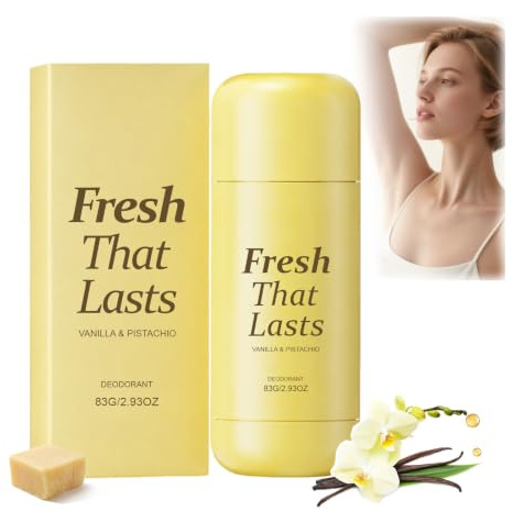 Deodorantstick Fresh That Last, vanilj- och pistaschparfym, för män och kvinnor. Glans och lyskraft, minskar bruna fläckar och jämnar ut hudtonen. Hudvänlig. (1 st)