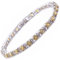 RIZILIA Eternity Tennis Bracelet [18cm/7inch] with Round Cut Gemstones CZ [Yellow Citrine] in 18K White Gold Plated, Simple Modern Elegance