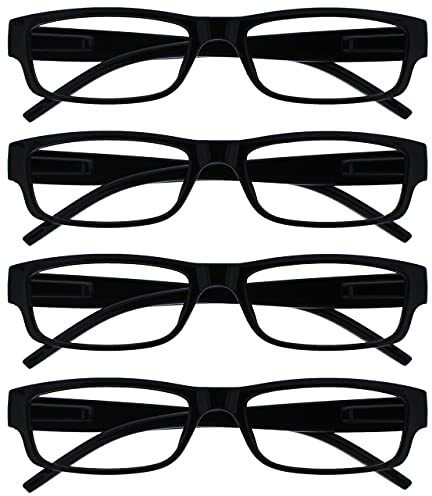 OPULIZE La Société Lunettes De Lecture Noir Léger Confortable Lecteurs Valeur Pack 4 Designer Style Hommes Femmes UVR4PK032 +3,50