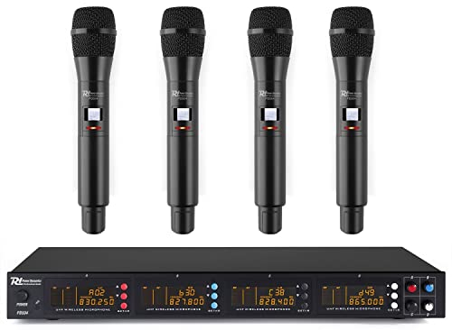 Power Dynamics PD504H - Set Micro sans Fil UHF, 4 Microphones, 50 Canaux, Transmission Infrarouge, Livré dans un Flightcase en Aluminium, Parfait pour Présentations et Chant