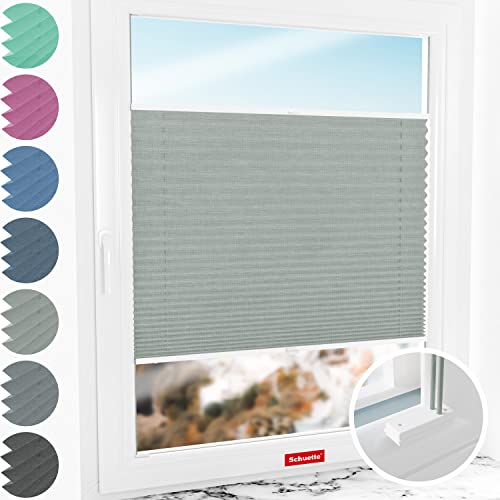 Schuette® Plissee mit Bohren zum Anschrauben ● Melange Kollektion: On The Road (Grau) ● 20x80cm (Breite x Höhe) ● Suprafix Faltrollo Befestigung ● Bequeme Rollo Montage inkl. Video