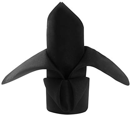 50pcs Polyester Cloth Napkins - 17 x 17 inch Black Dinner Washable Napkins with Hemmed Edges for Restaurant/Wedding/Hotel(50,Black)