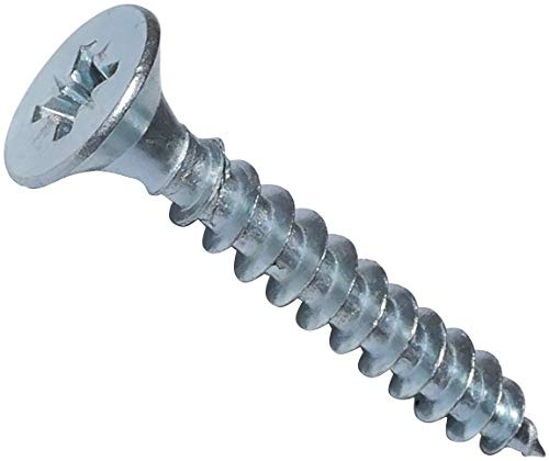 AERZETIX – Set med 100 – träskruv – Ø5 x 35 mm – Galvaniserat stål – metall – räfflat huvud – Pozidriv Cruciform fotavtryck – silverfärg – C44829