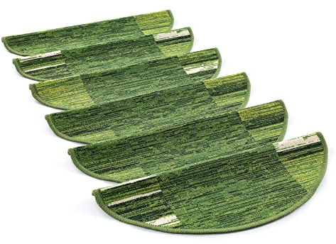 rugsx Treppenteppich Adagio Stufenmatten, Selbstklebend, 64x22 cm + 3,5cm Vorderkante, grün, 13 Stück